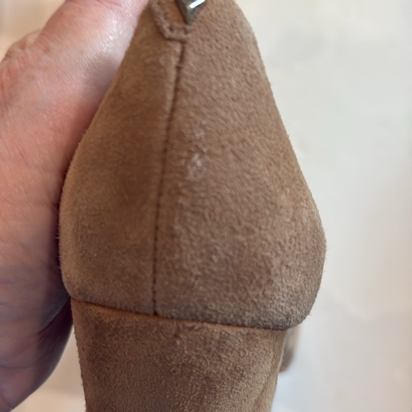 Sam Edelman Size 8 Stillson suede 4” block heel pumps. Camel color neutral chic - Picture 9 of 10